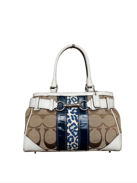 Coach Handbags - Y2K Coach 2000 Hamptons Stripe Carryall Satchel Leopard Print Jacquard & Leather